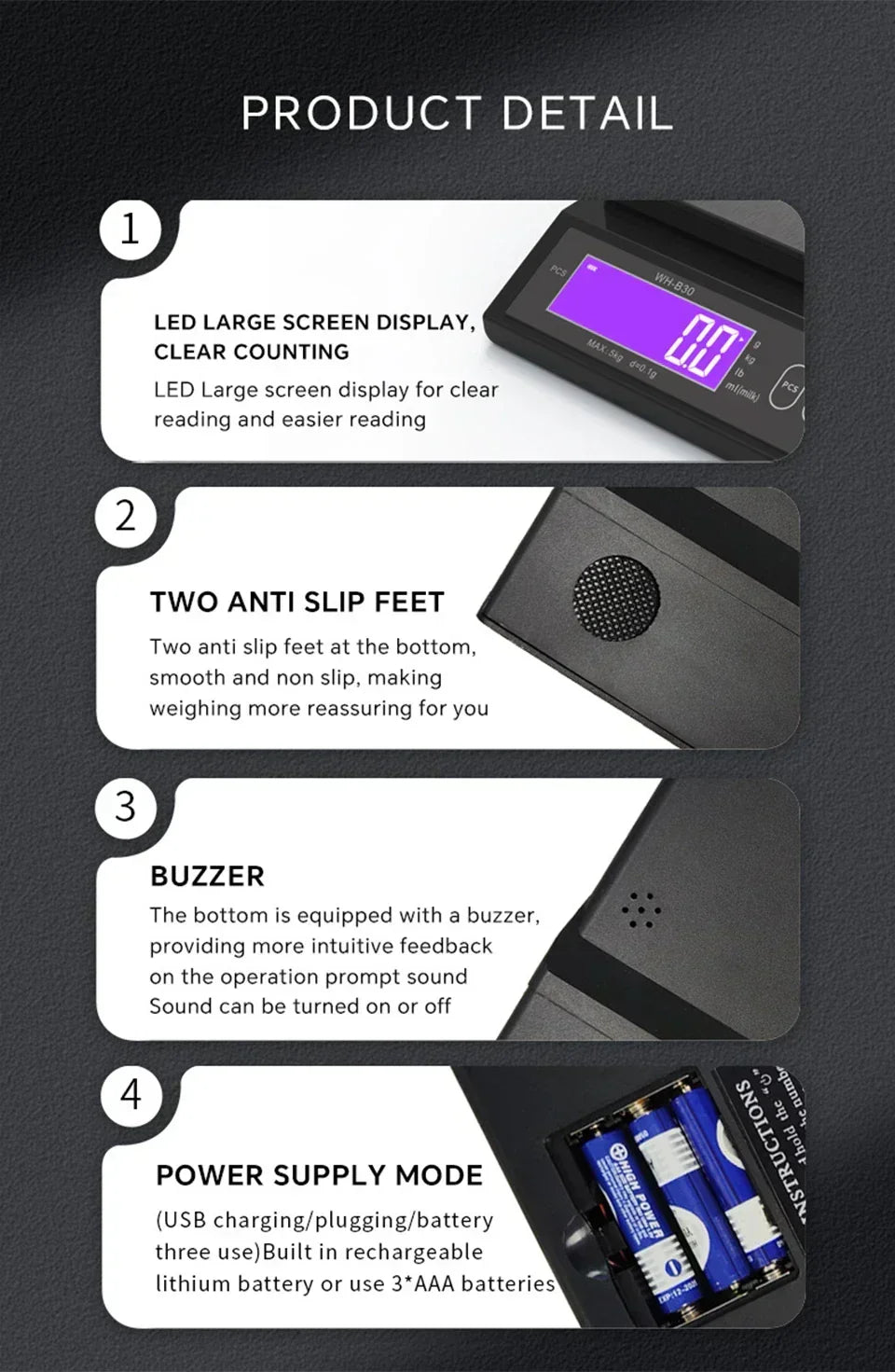 5 Kg/0.1 g and 10 kg/1 g Digital Electronic Kitchen Scale with LCD Display, Fully Waterproof Stainless Steel Weighing Tool for Baking