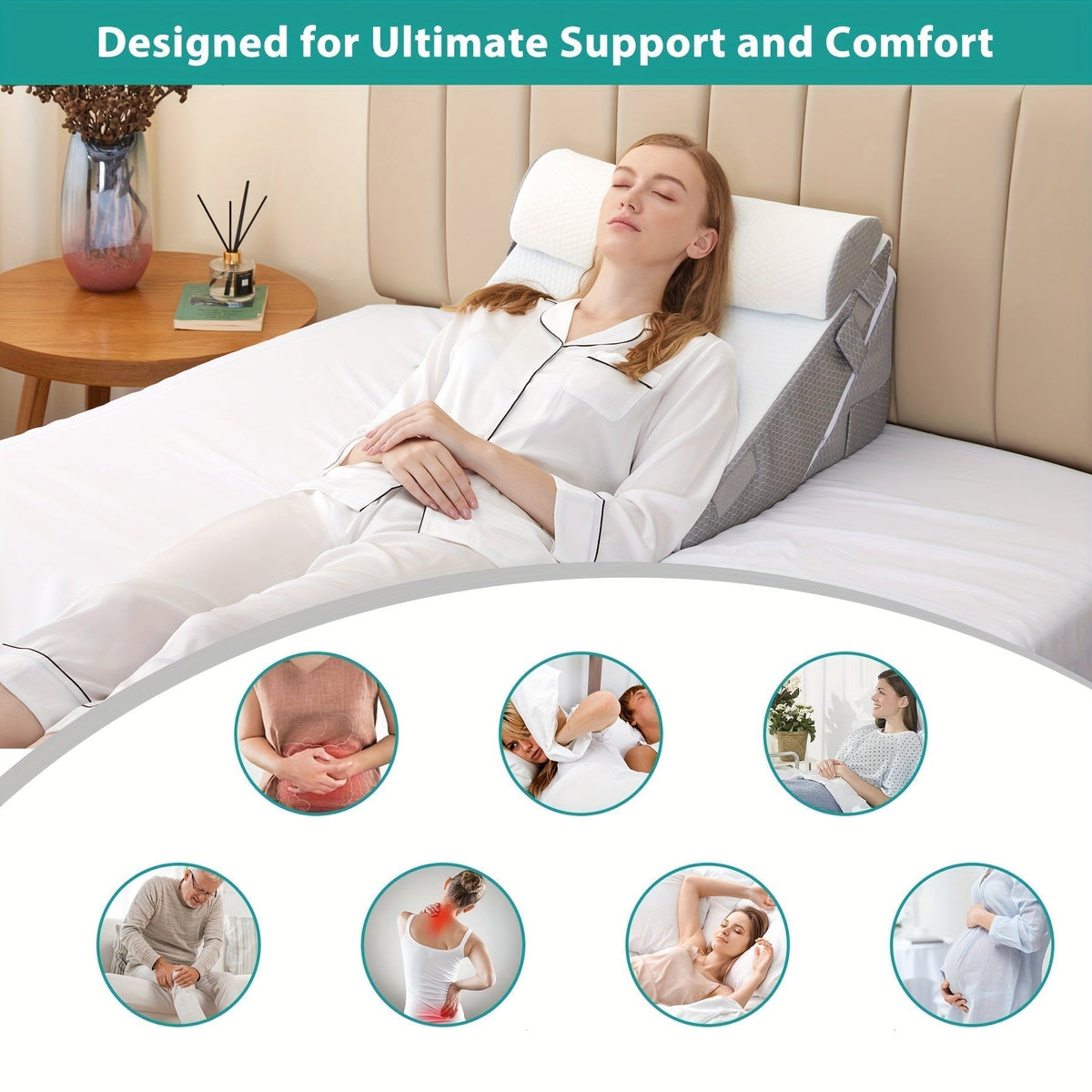 Adjustable Orthopedic Wedge Pillow - 7-in-1 Memory Foam Support System