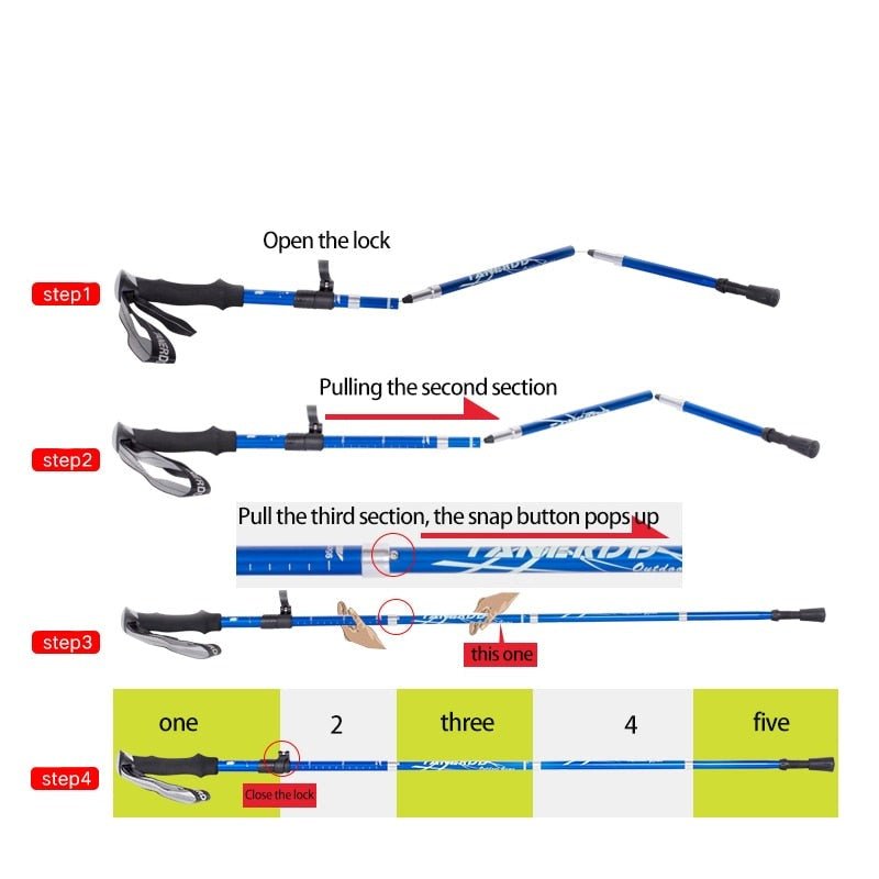 Adjustable Telescopic Folding Trekking Poles for Hiking