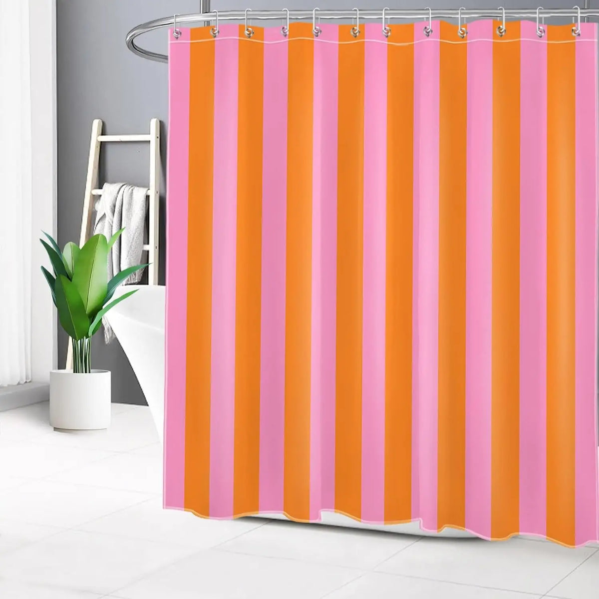 Boho Striped Fabric Shower Curtain - Water-Repellent Bathroom Decor