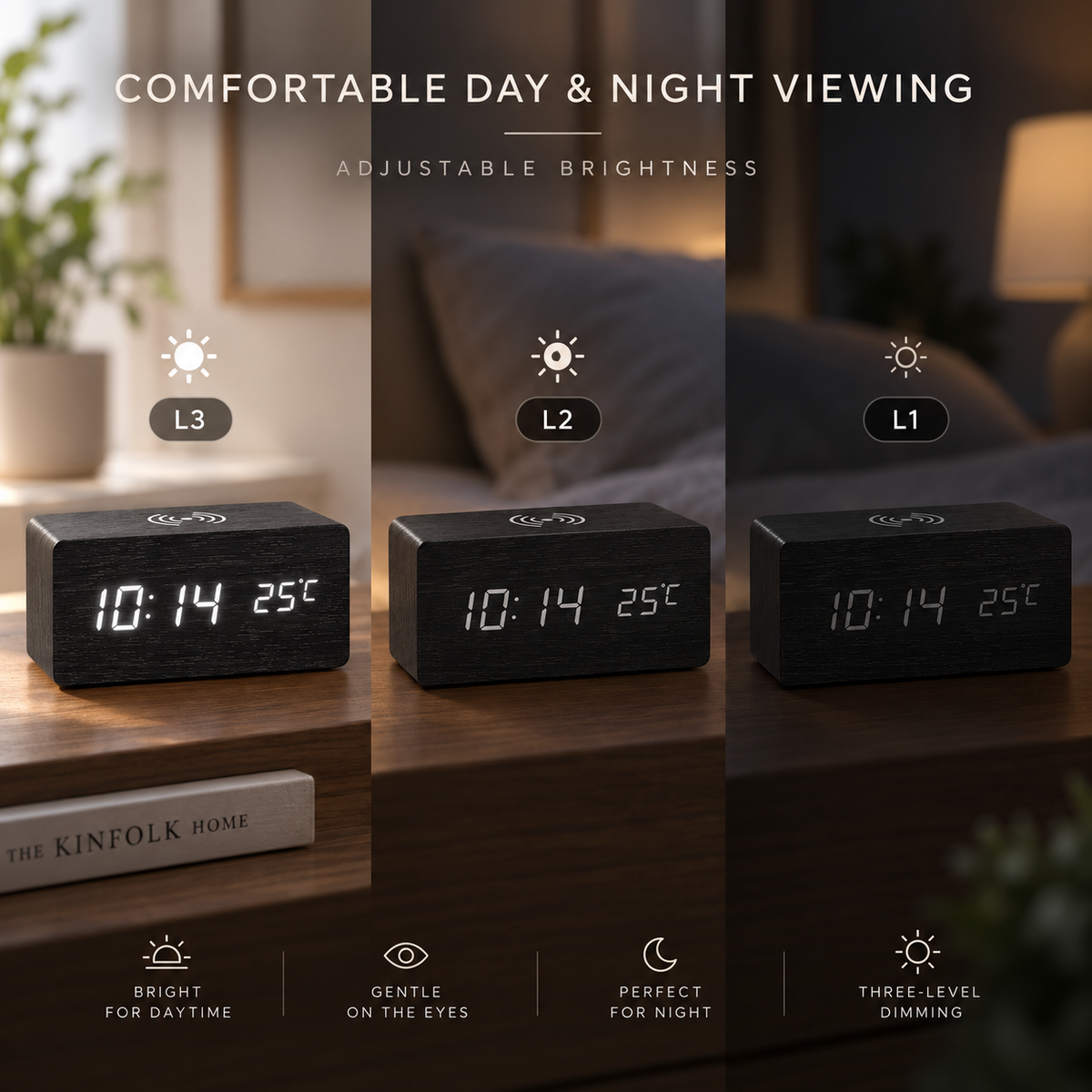 Digital LED Wooden Alarm Clock