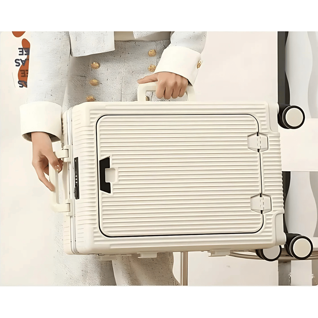 Hard-Shell Carry-On Suitcase with Aluminum Frame, Laptop Compartment & USB Ports