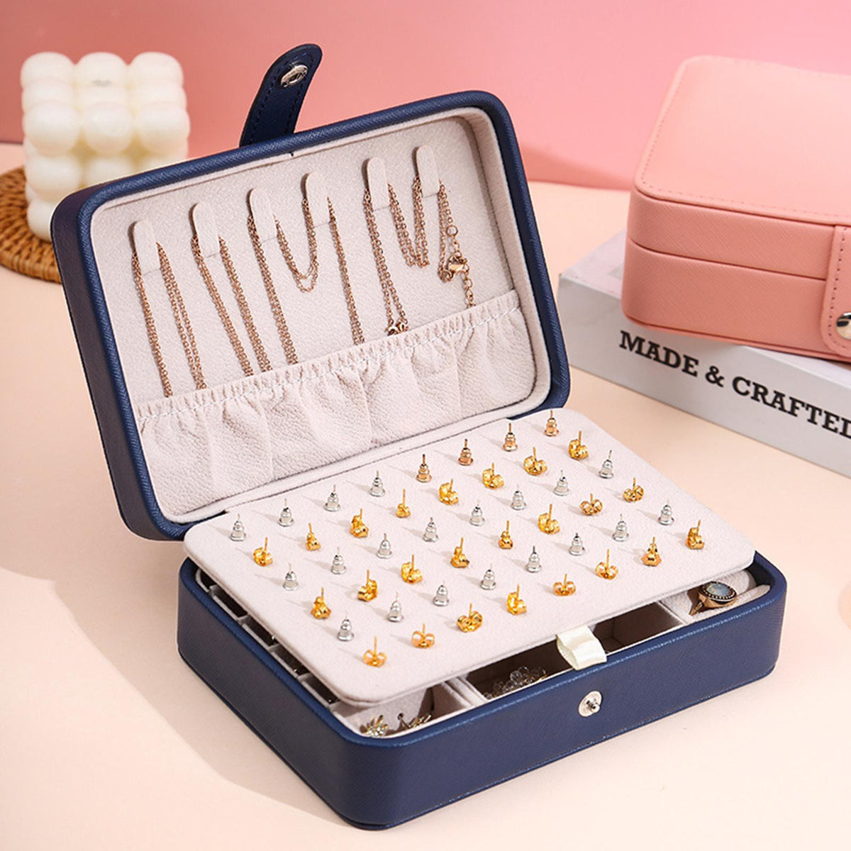 Leather Jewelry Box with Flap Lid - Luxurious Storage