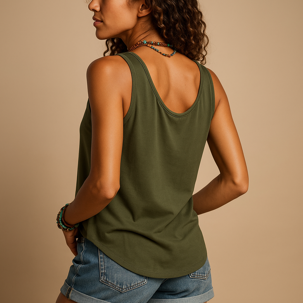 Lightweight Sleeveless Button-Front Blouse