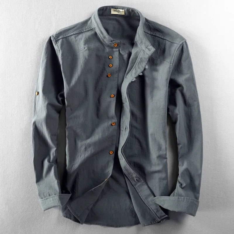 Men's Band Collar Shirt