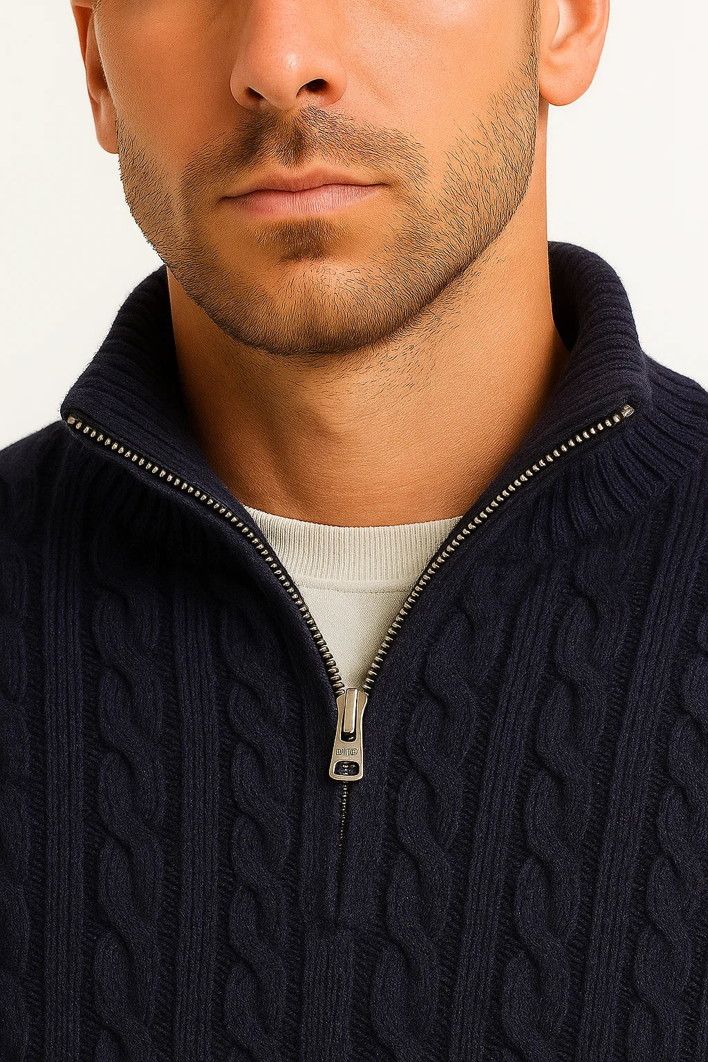Men's Cable-Knit Half-Zip Sweater