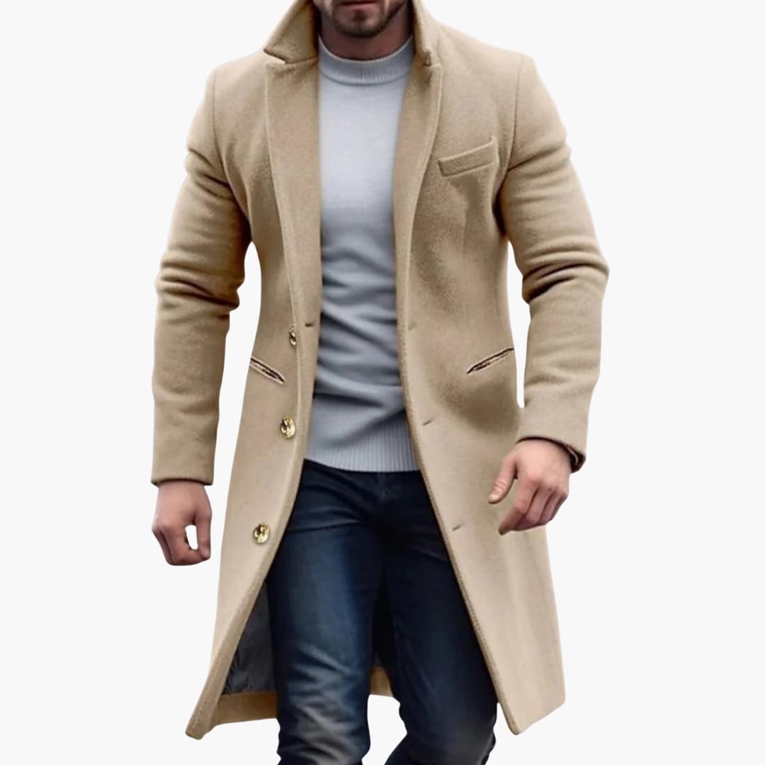 Men's Long Button-Placket Coat