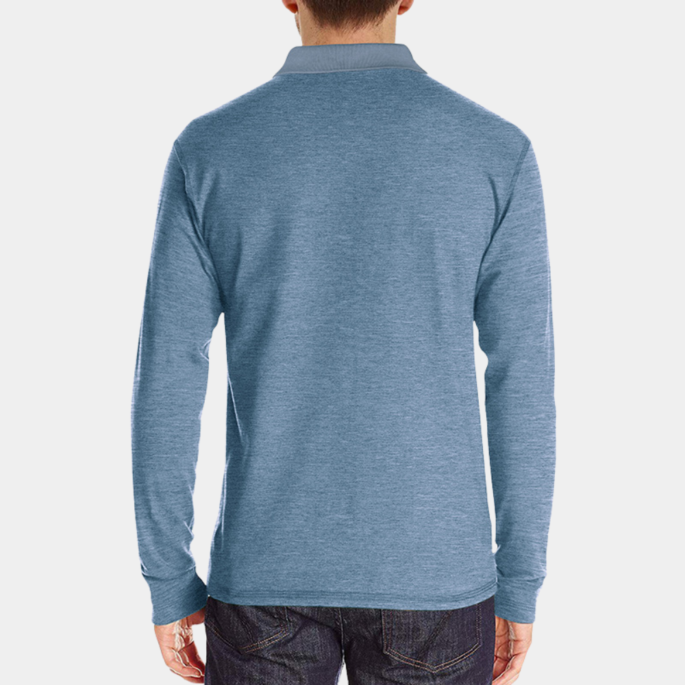 Men's Long-Sleeve Polo Shirt with Chest Pocket