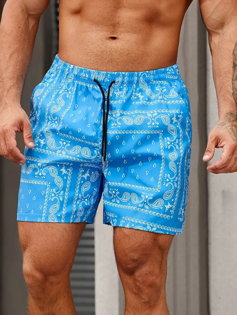 Men's Patterned Drawstring Casual Shorts