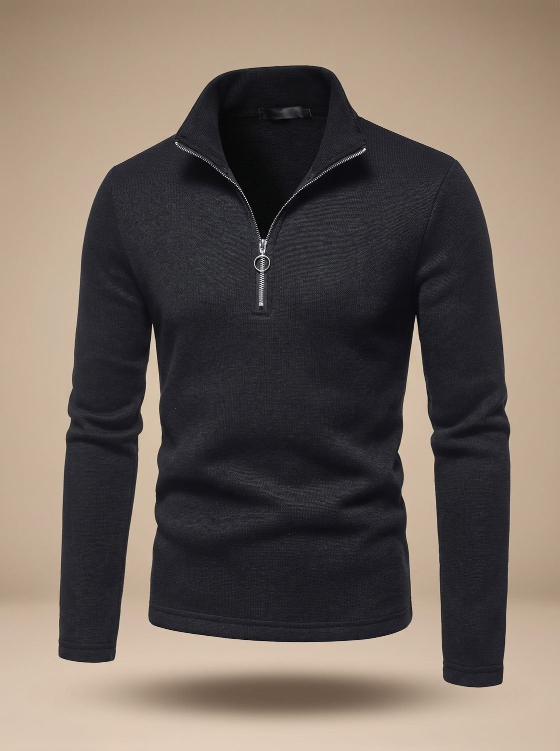 Men's Quarter-Zip Mock Neck Fine Pullover Sweater