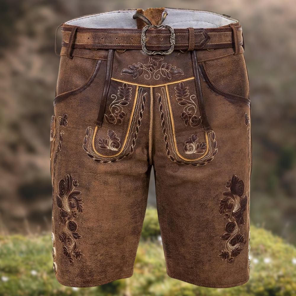 Men's Traditional Embroidered Lederhosen – Classic Cut