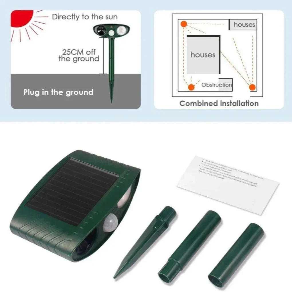 Motion-Activated Solar Ultrasonic Animal Repeller