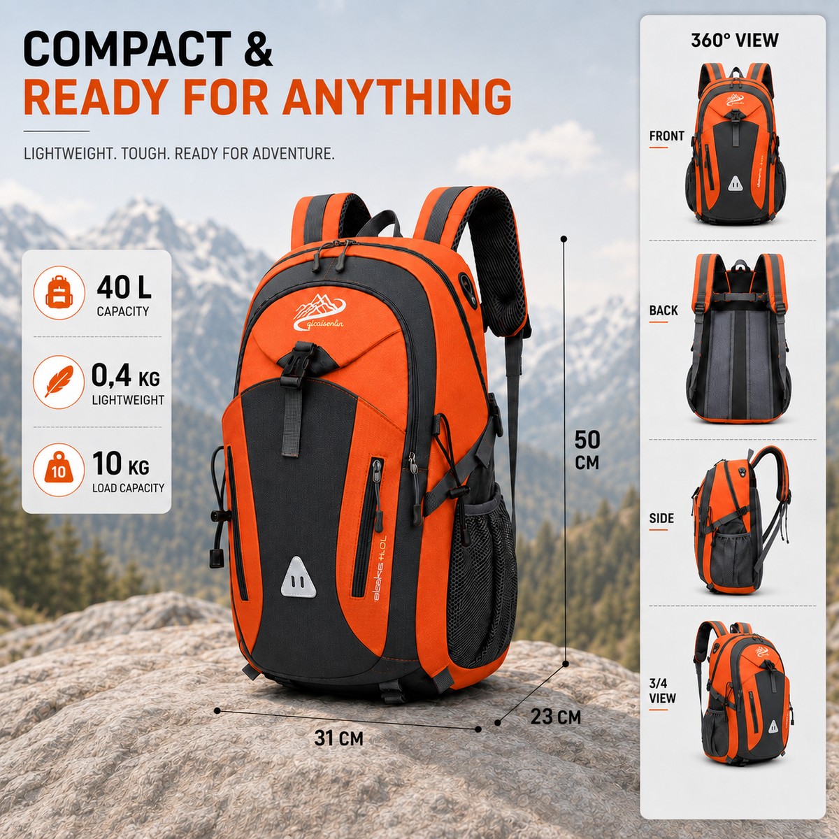 Multi-Compartment Hiking Backpack