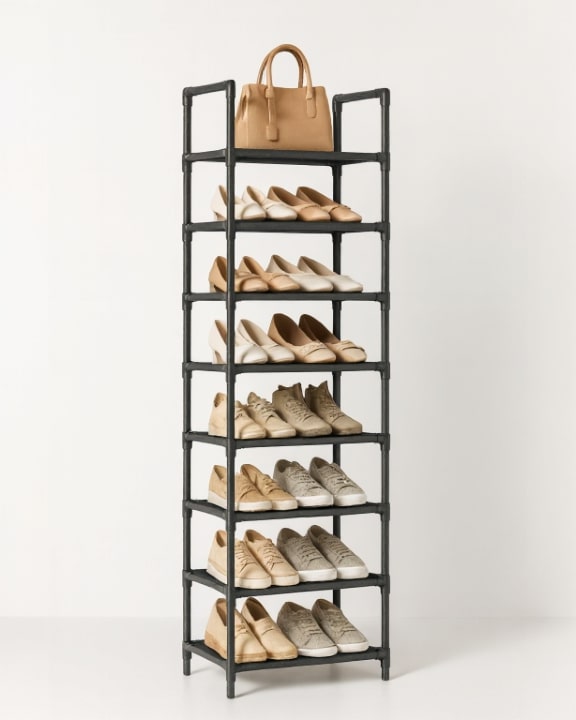Narrow Metal Shoe Rack | Space-Saving Shoe Storage