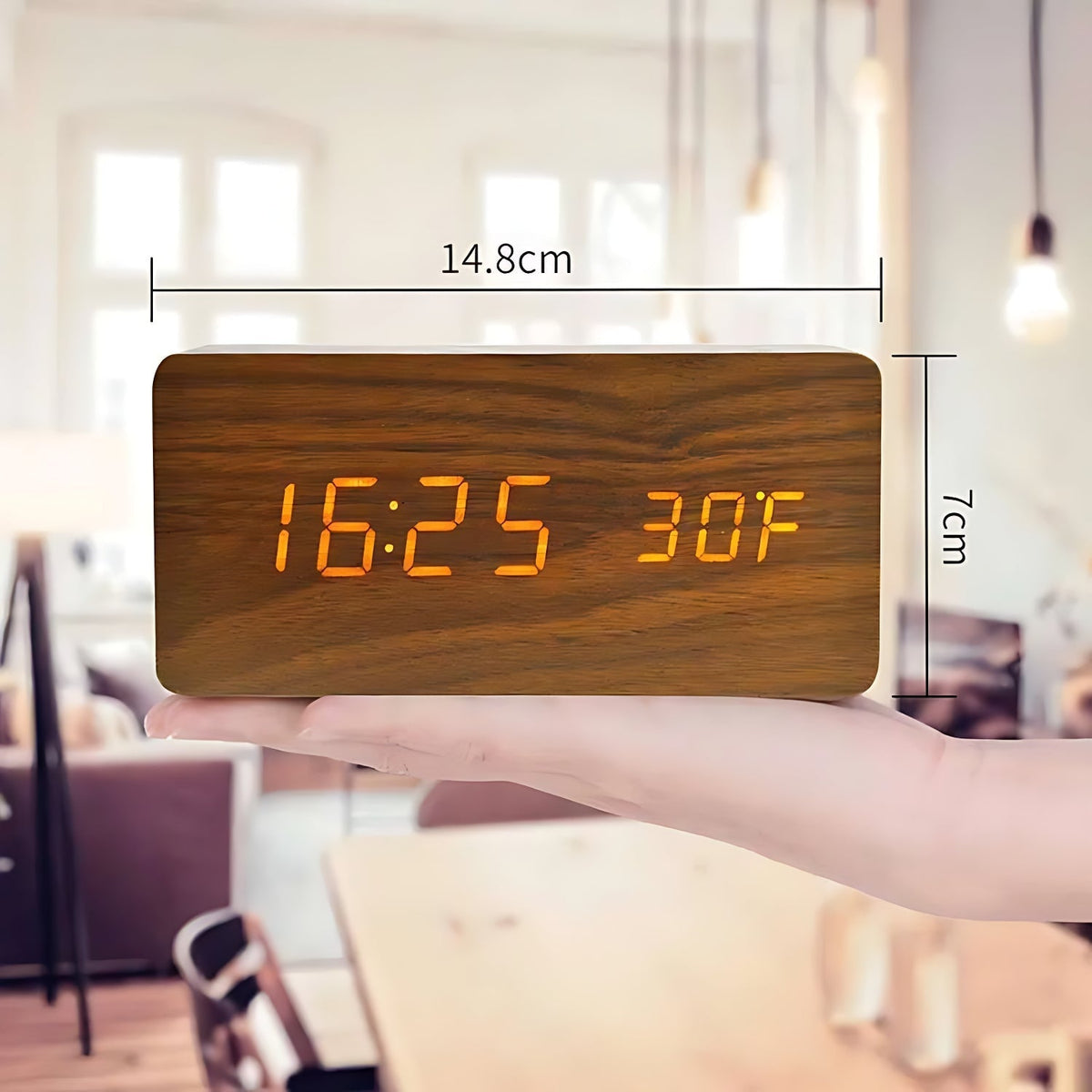 Natural Wood LED Alarm Clock