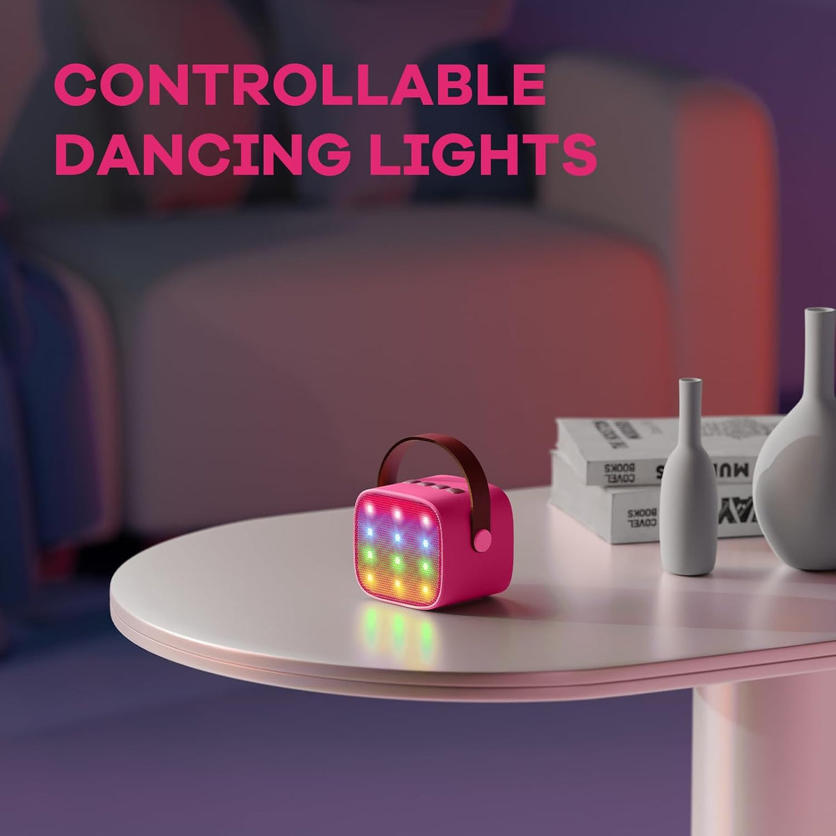 Portable Mini Karaoke Machine with Bluetooth Speaker and 2 Wireless Microphones