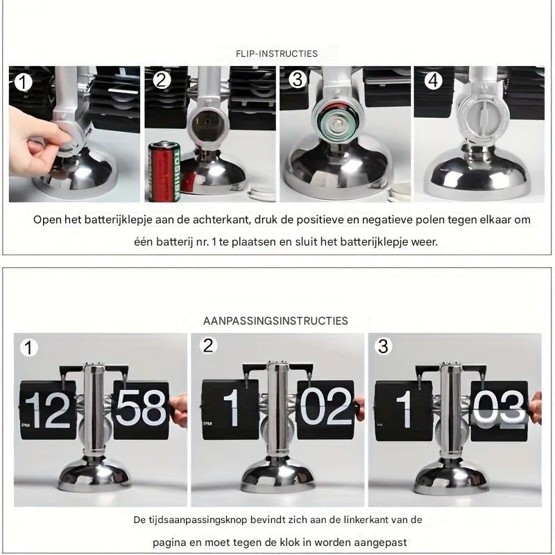 Retro Flip Clock with Steel Accents