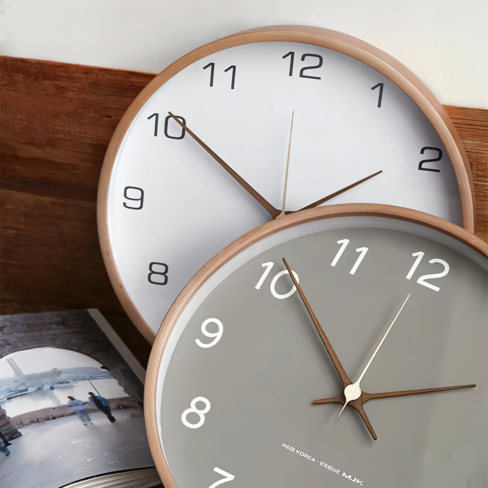 Round Wooden Wall Clock – Silent & Stylish for the Home