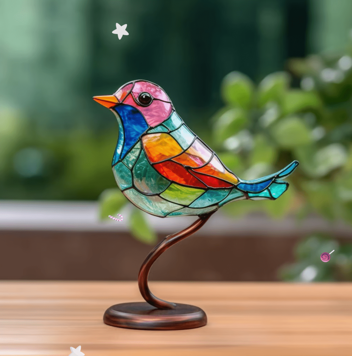Stained-Glass-Look Birds in Vibrant Colors