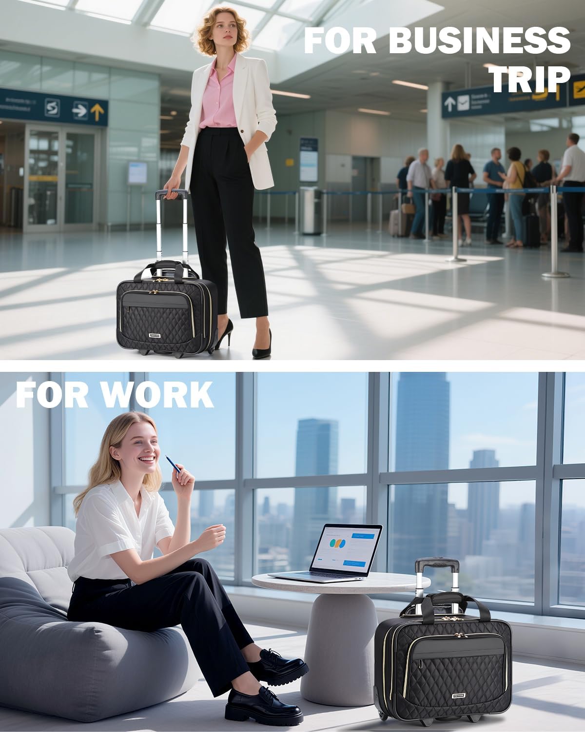 Unisex Rolling Laptop Bag for 15.6