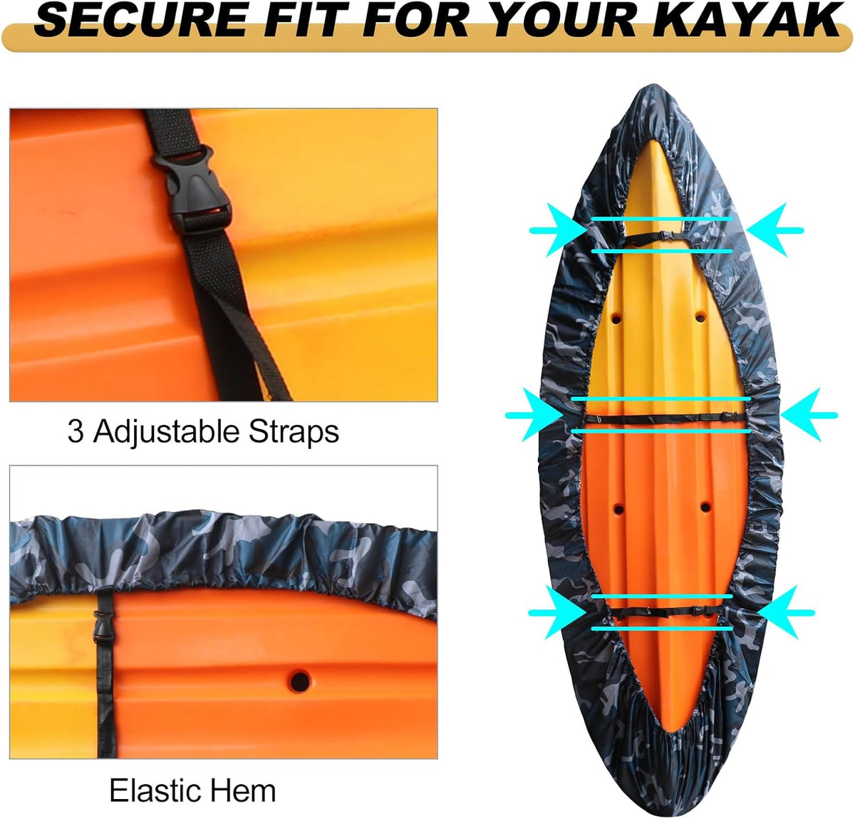Waterproof and UV-Resistant Kayak Cover with Adjustable Straps