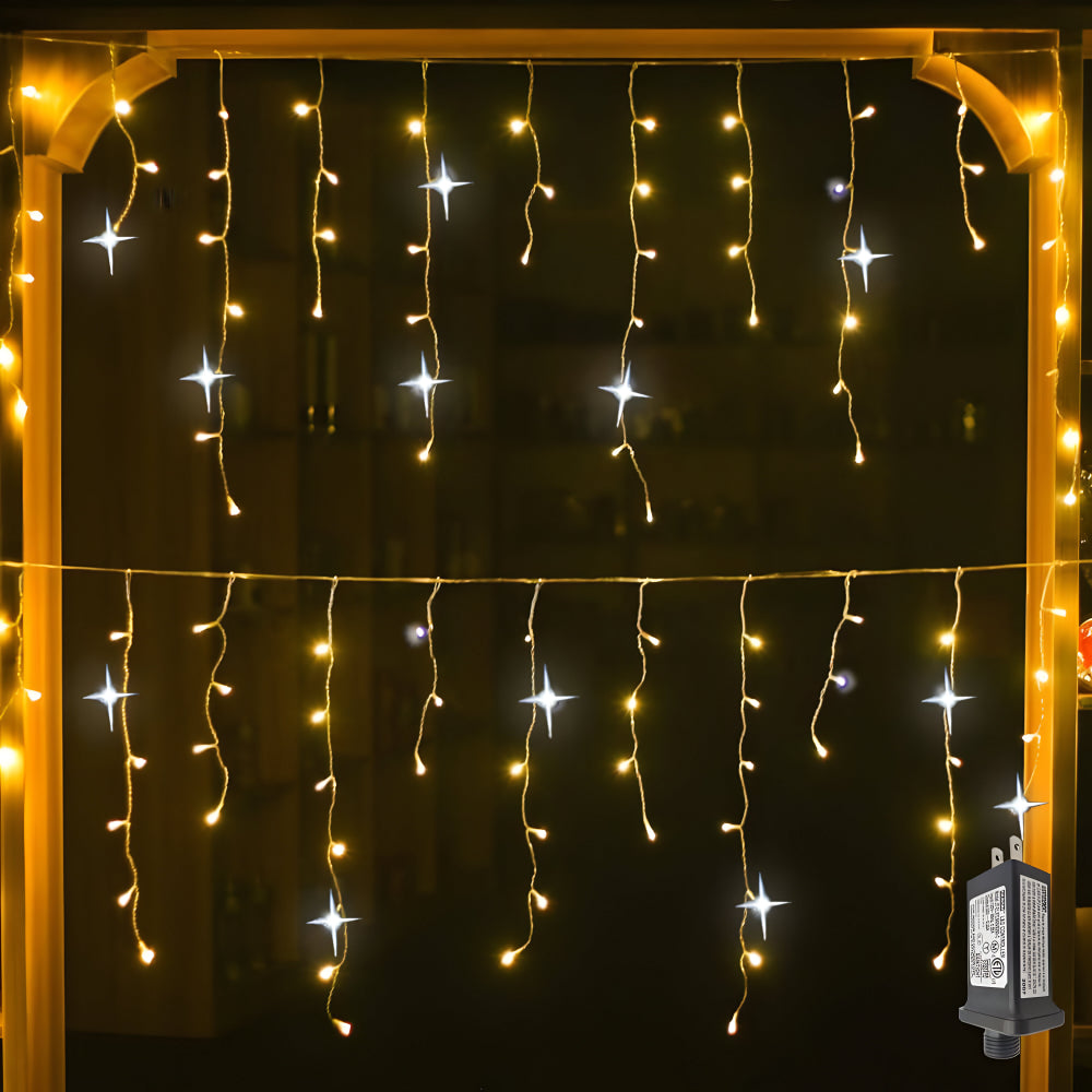 Waterproof Outdoor LED Curtain Lights, Warm White