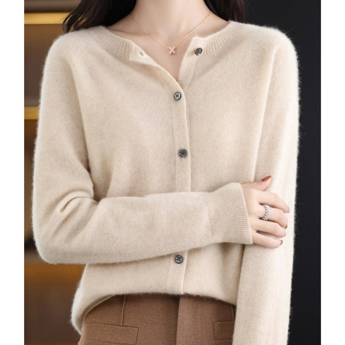 Women's Button-Front V-Neck Cardigan Sweater