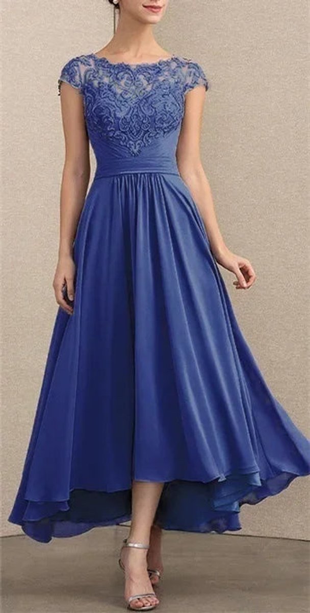 Women's Cap Sleeve A-Line Formal Maxi Gown