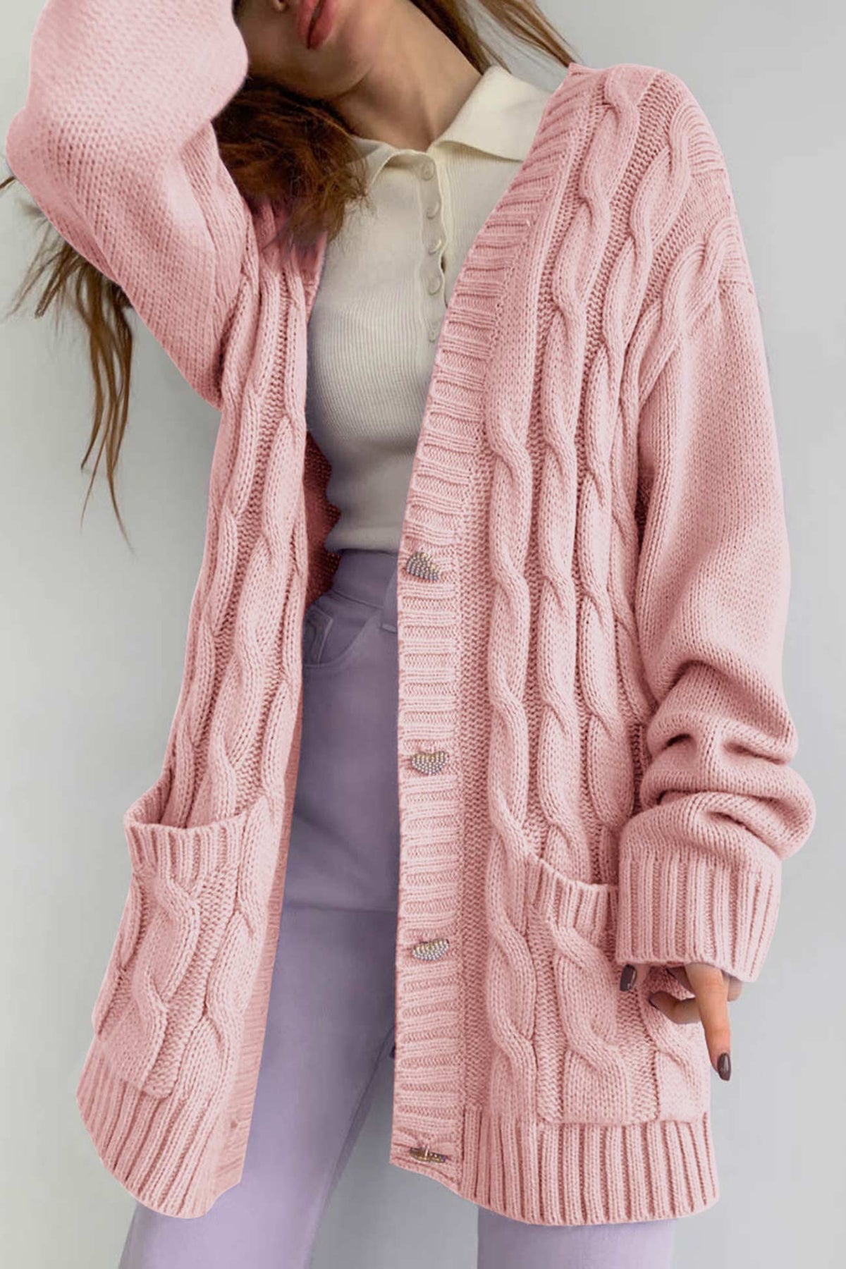 Women's Cozy Oversized Cable Cardigan