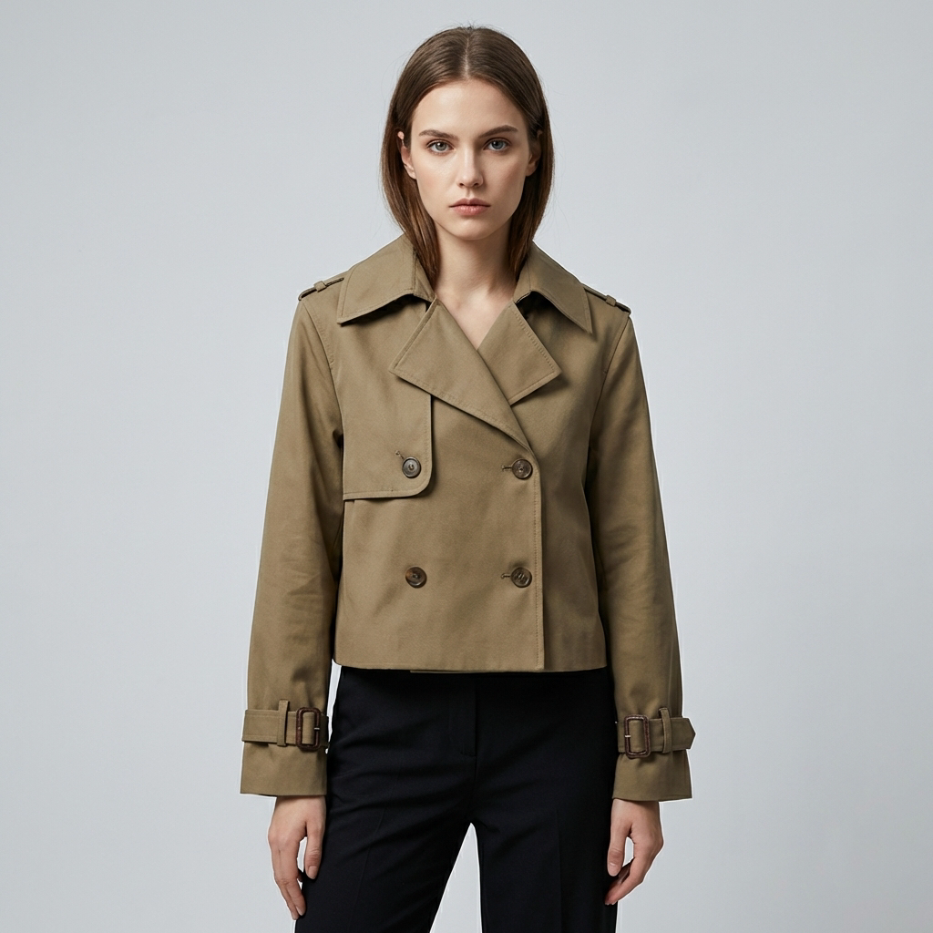 Women's Double-Breasted Cropped Trench Coat