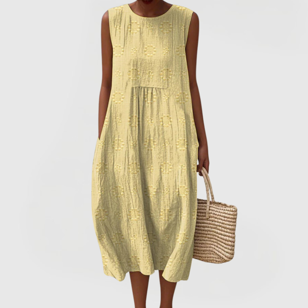 Women's Elegant Sleeveless Dress with Pockets and Tummy Control