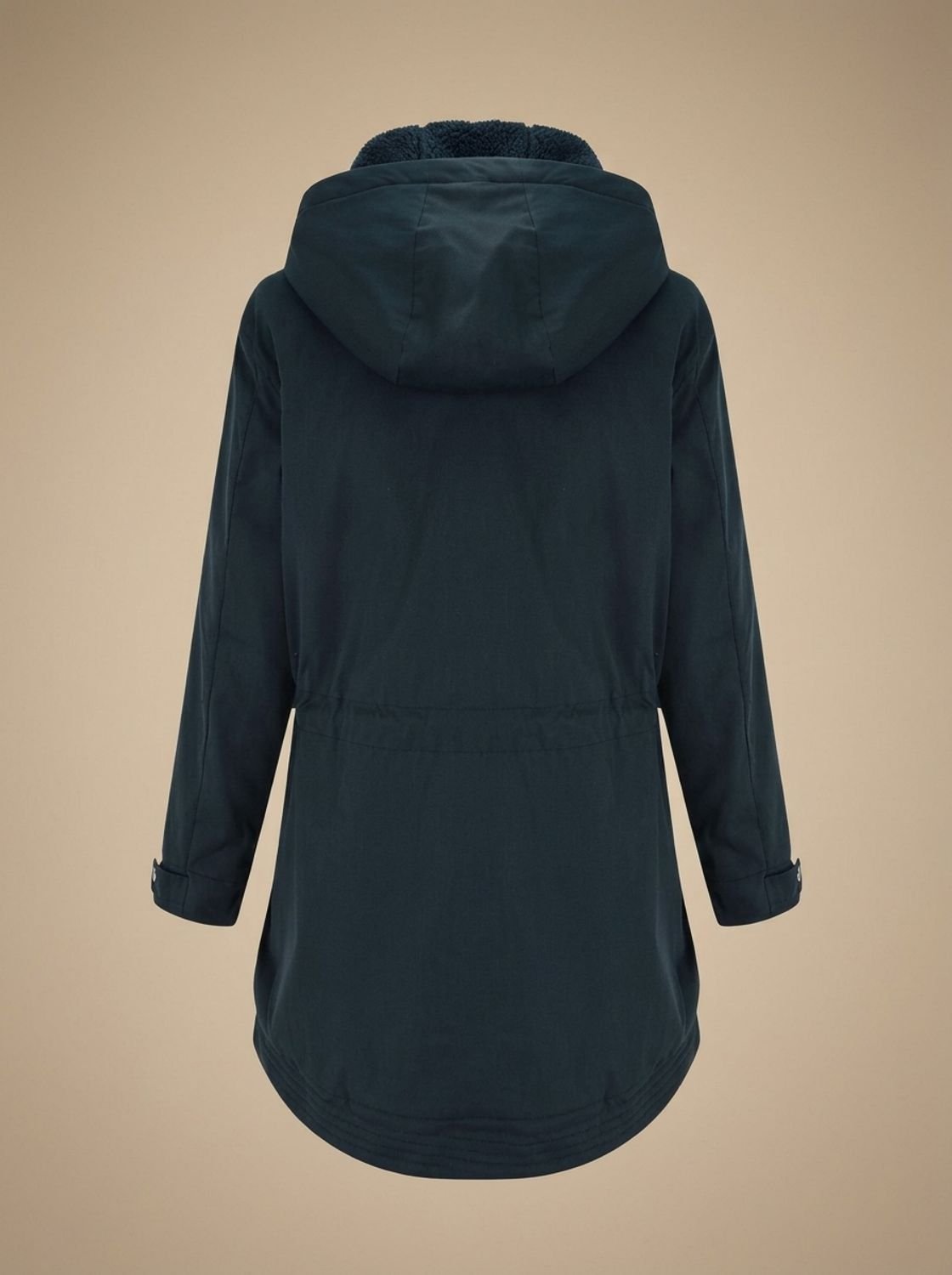 Women's Lined Hooded Parka Winter Coat with Adjustable Waist