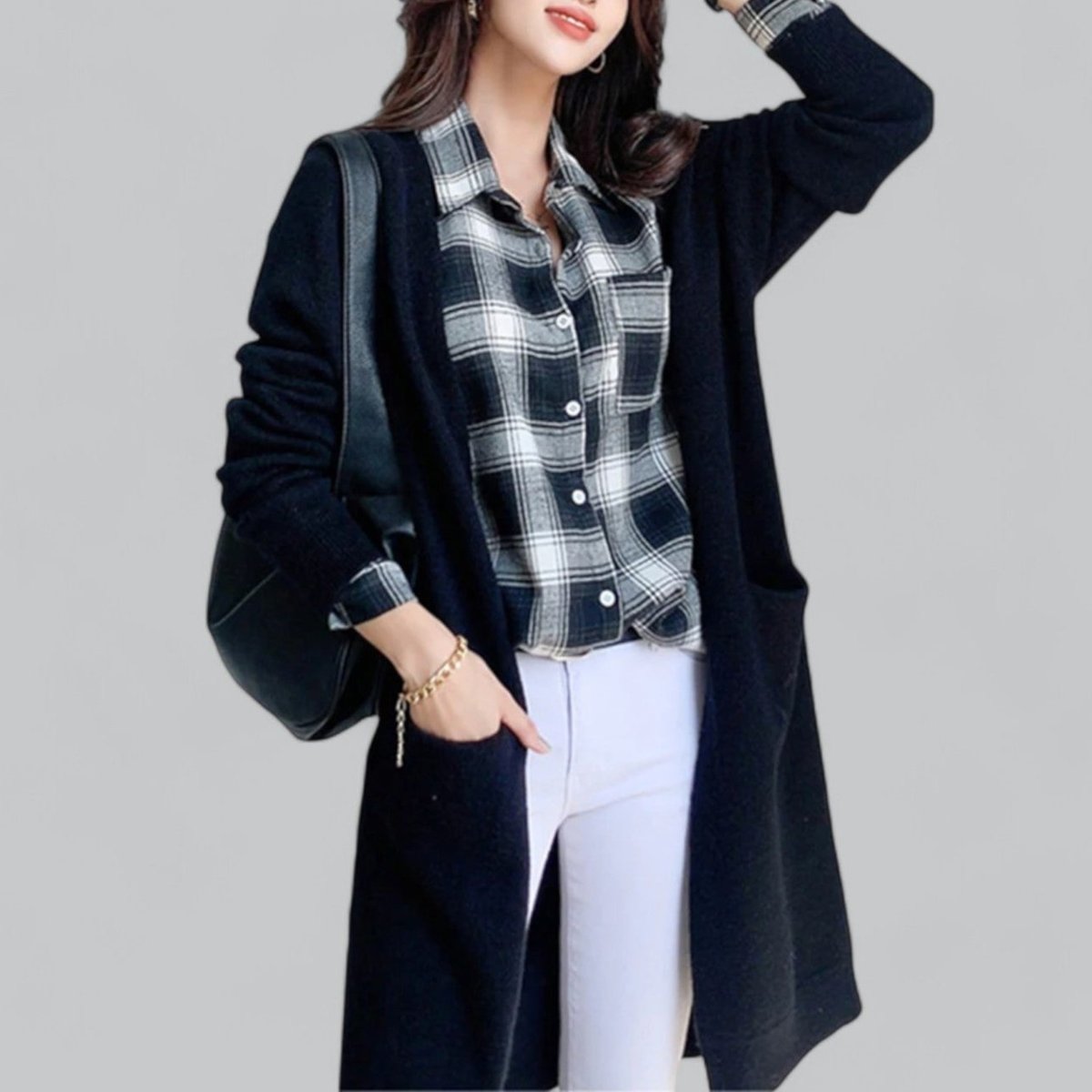 Women's Long Open-Front Oversized Cardigan