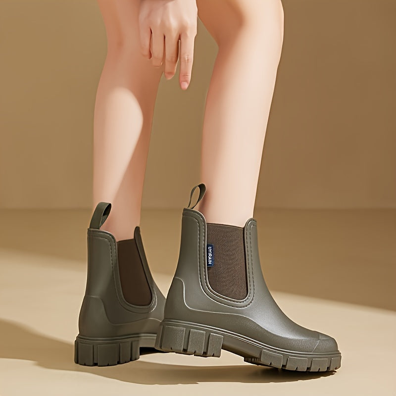 Women's Mid-Height Waterproof Rain Boots with Non-Slip Sole