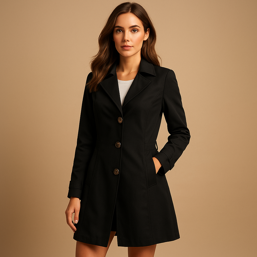 Women's Structured Trench Coat with Button Closure