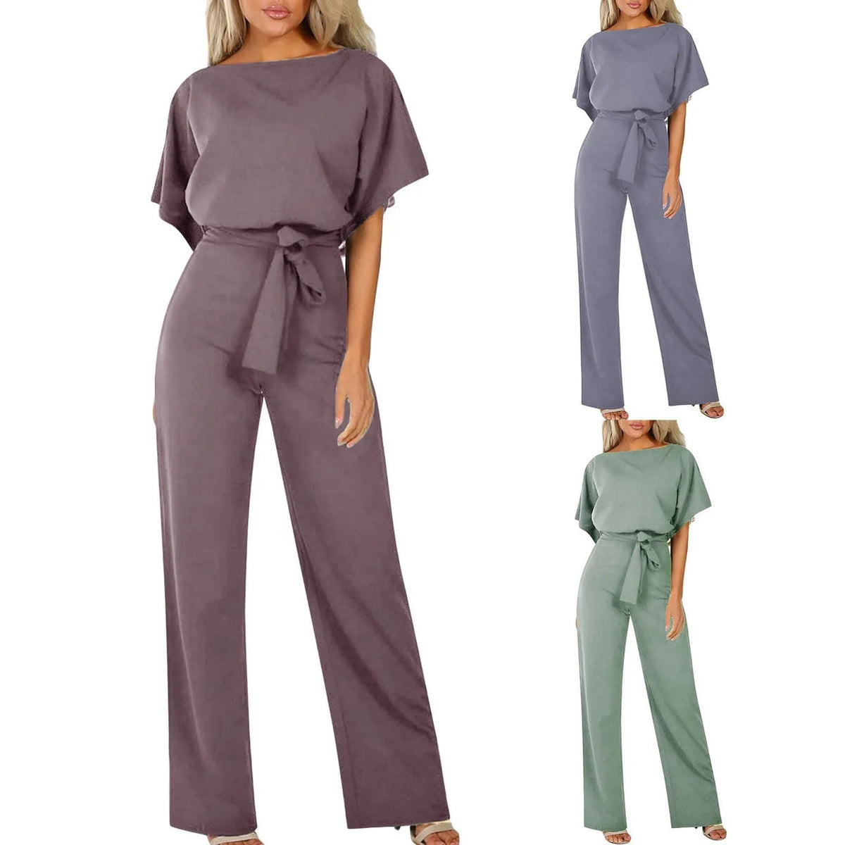 Women's Wide-Leg Belted Jumpsuit