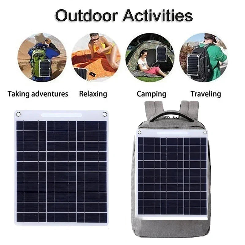 100W 5V Waterproof Solar Panel Charger with Dual USB for Outdoor & Camping