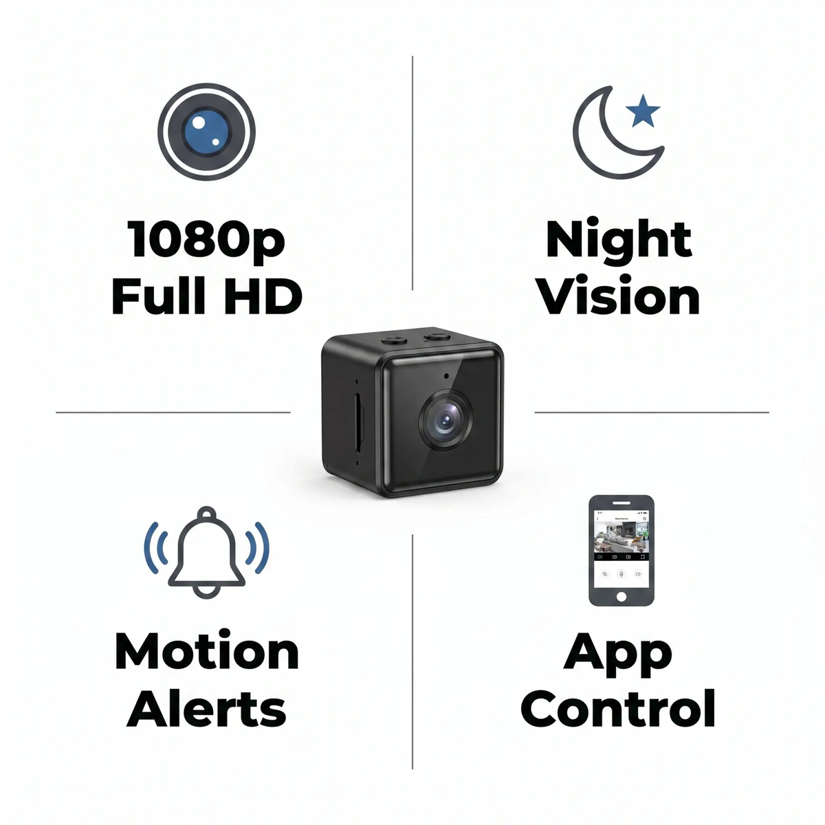 1080P Wireless WiFi Security Camera - Weather-Resistant, App-Controlled Indoor and Outdoor Surveillance, Compact Closed-Circuit Camera