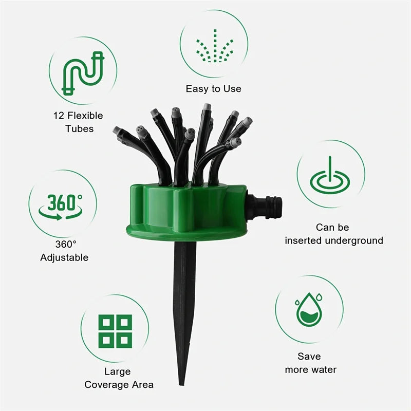 12-in-1 Garden Watering System – Adjustable Sprinkler with 360-Degree Irrigation
