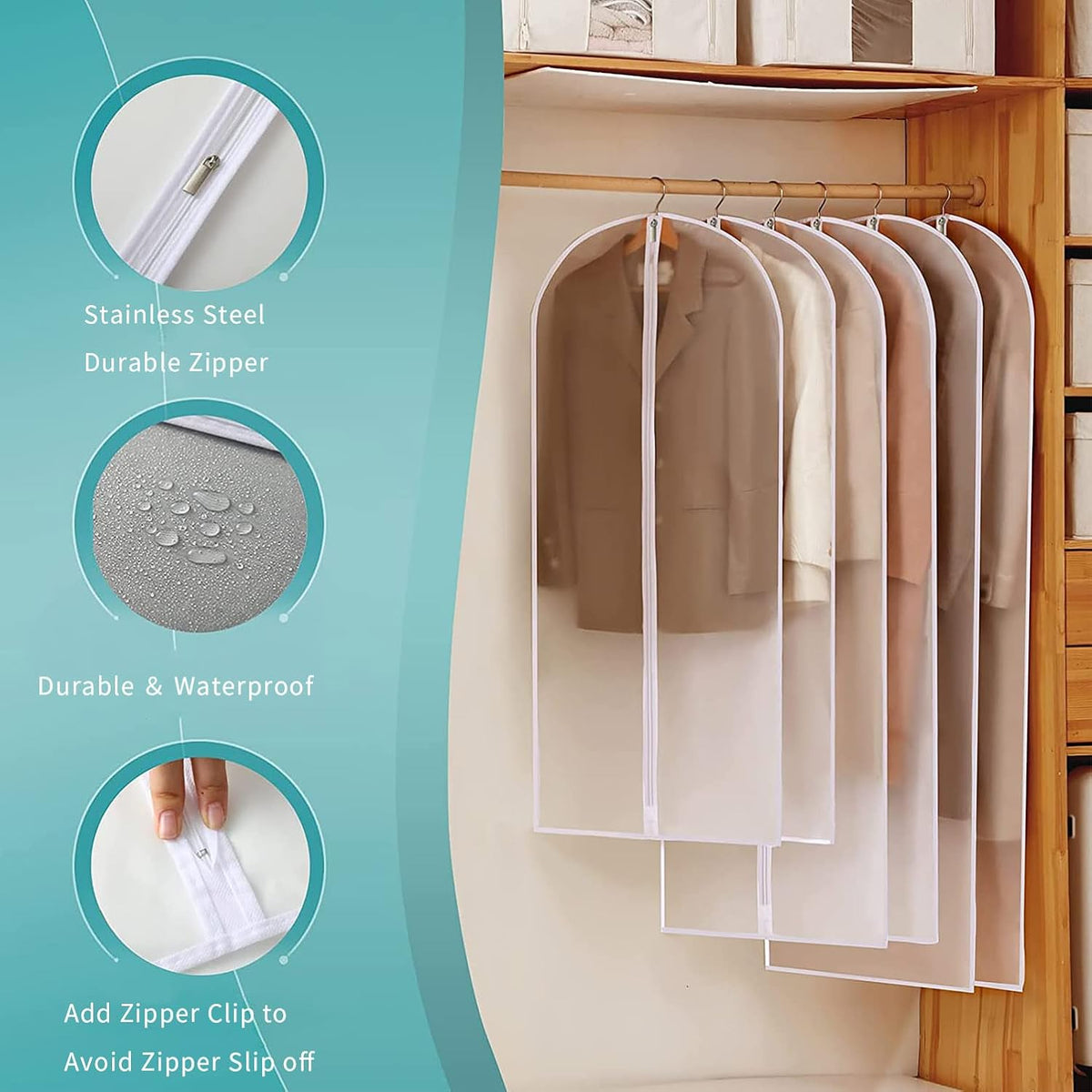 12-Piece Set Translucent PEVA Dustproof Garment Bags