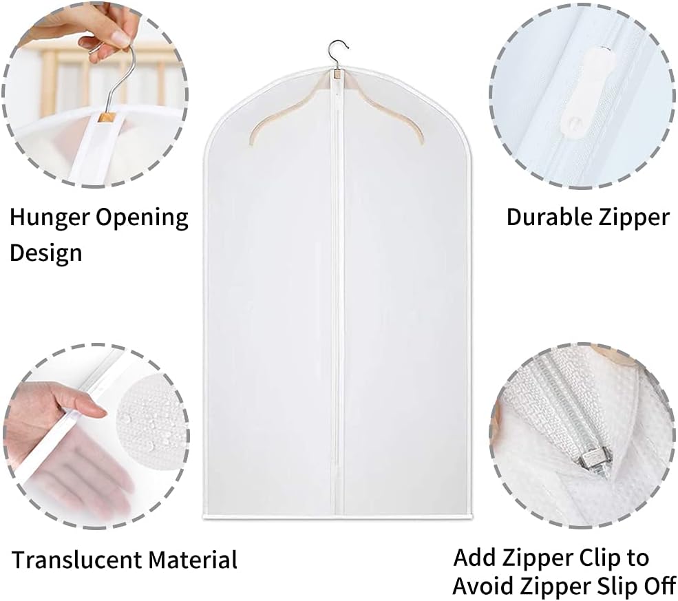 12-Piece Set Translucent PEVA Dustproof Garment Bags