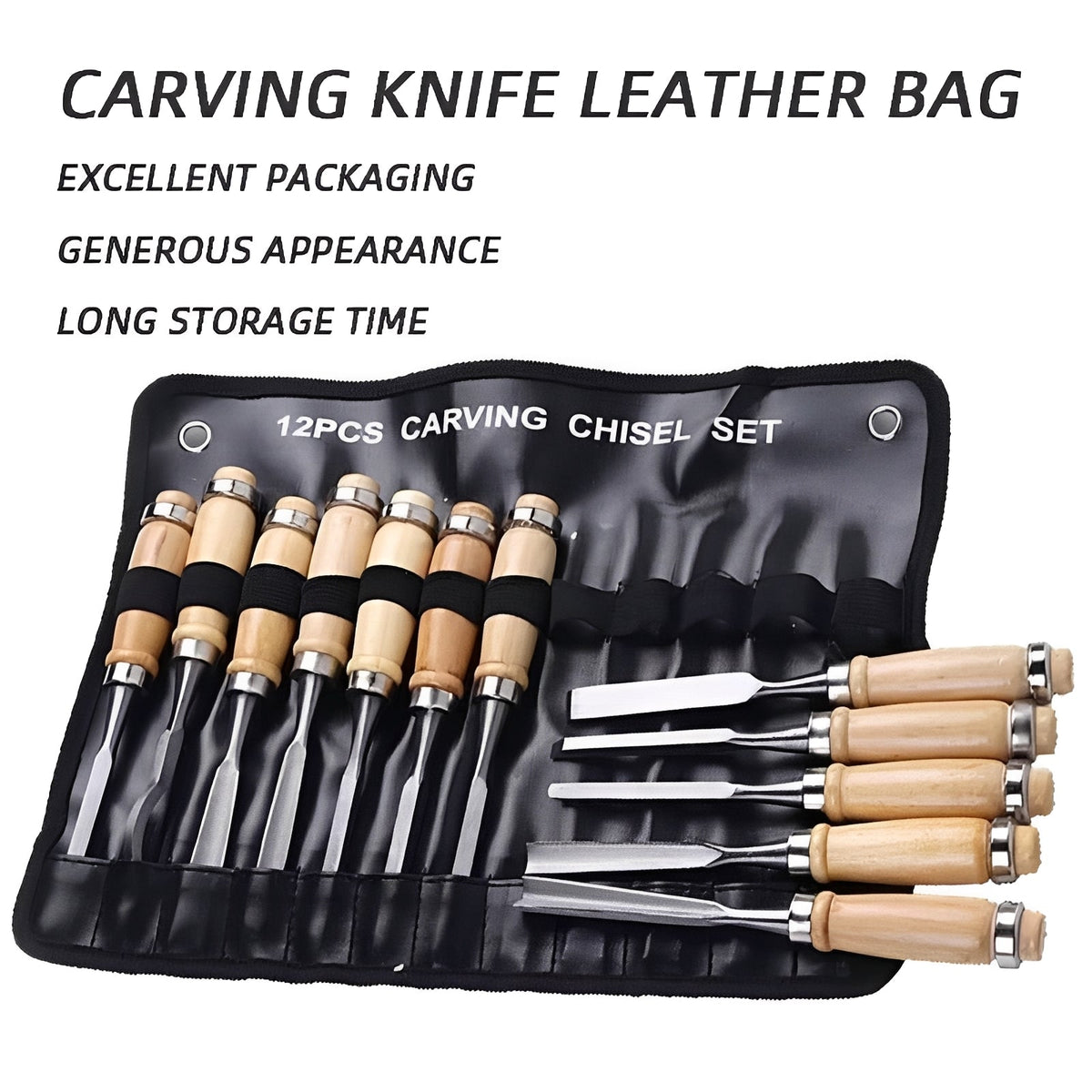 12-Piece Wood Carving Set with Ergonomic Grip Tools