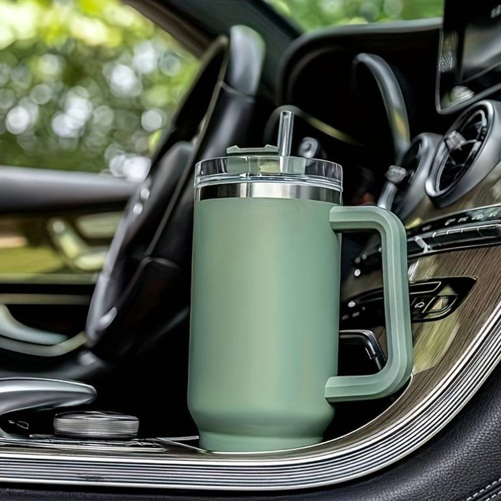1200 Ml Insulated Tumbler with Handle, Lid and Straw for Hot and Cold Drinks