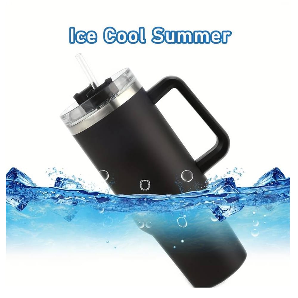 1200 Ml Insulated Tumbler with Handle, Lid and Straw for Hot and Cold Drinks