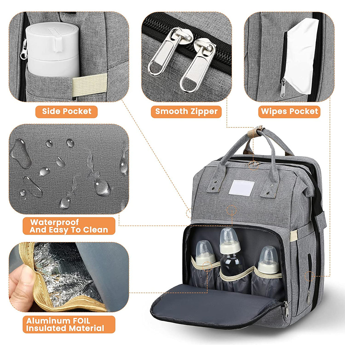 2-in-1 Baby Diaper Bag with Foldable Changing Station