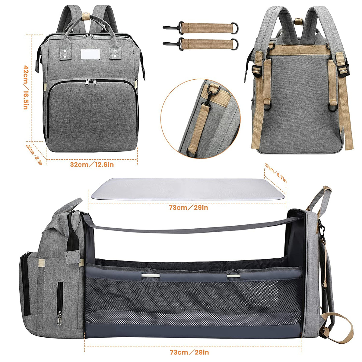 2-in-1 Baby Diaper Bag with Foldable Changing Station