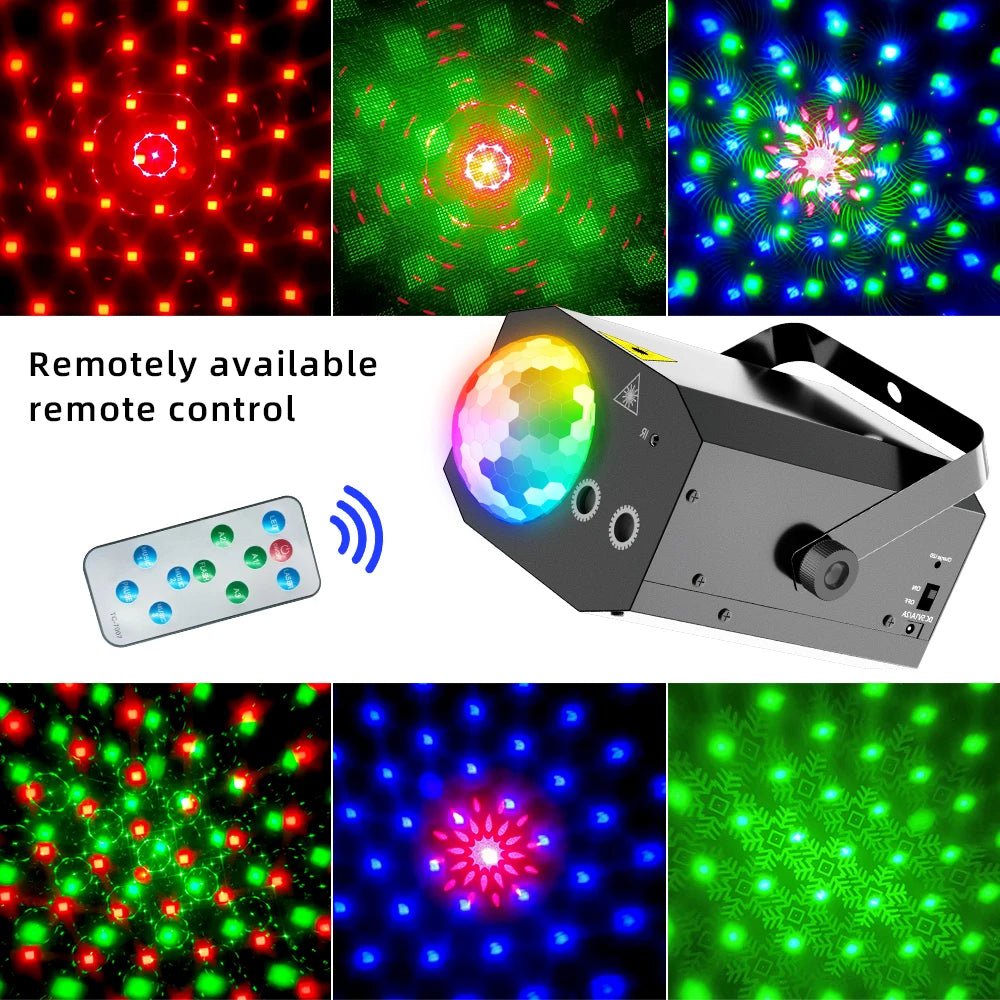 2-in-1 Laser Disco Light – Sound-Activated Strobe Light with Remote Control
