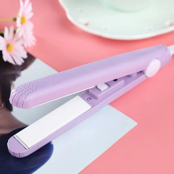 2-in-1 Mini Ceramic Hair Straightener and Curling Iron