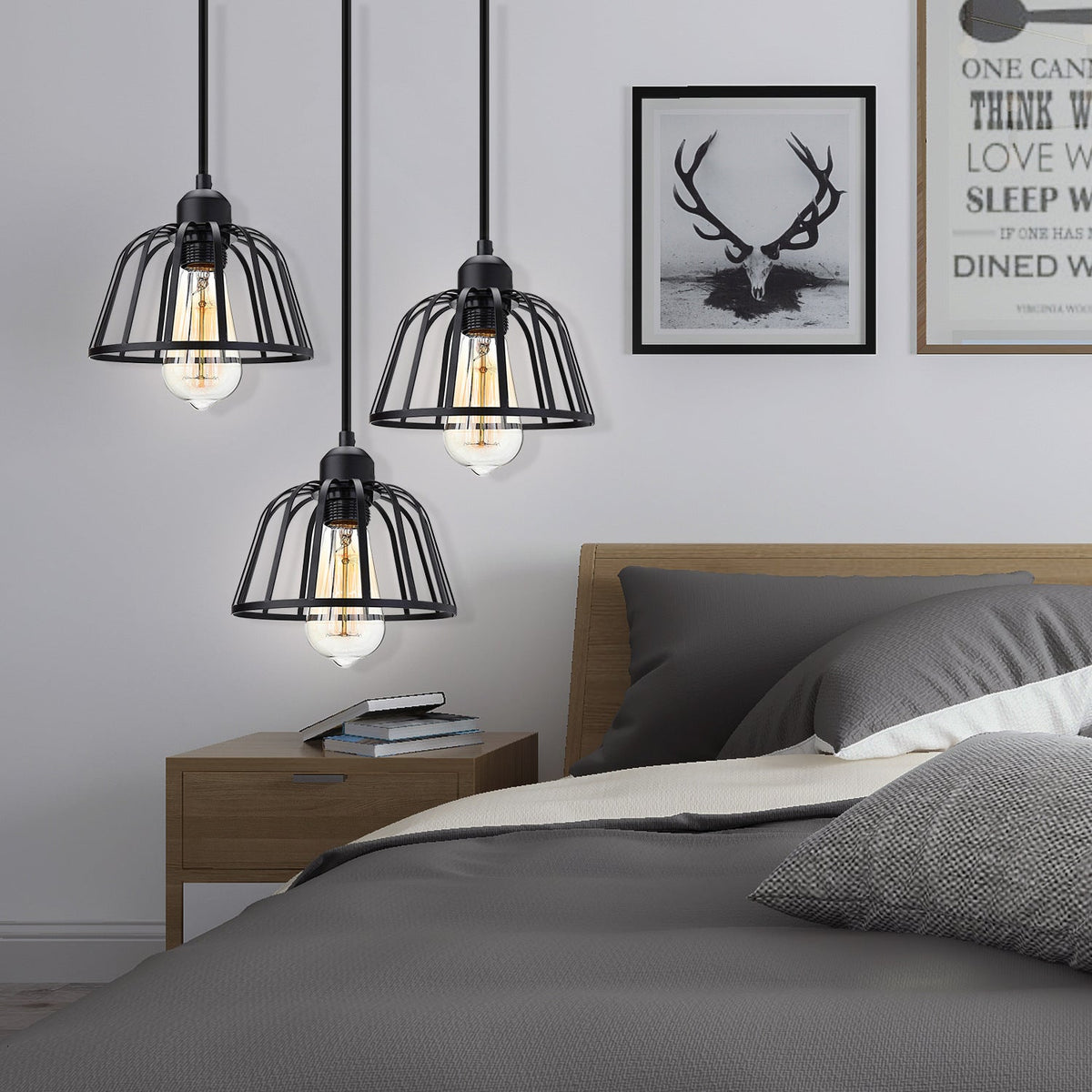 3-Light Height-Adjustable Pendant Light – Retro Industrial Style Iron and Metal for Living Room