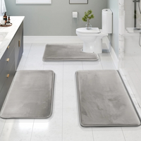 3-Piece Memory Foam Bath Mat Set, Quick-Drying and Non-Slip with Velvety Soft Surface